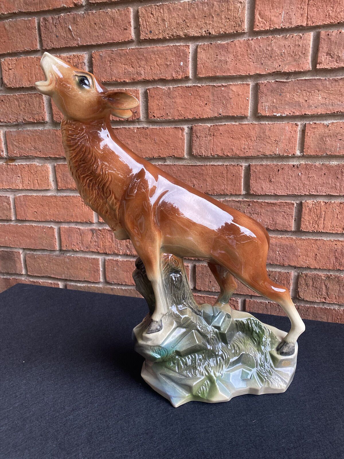 Rare Art Deco Lustreware Large Deer Figurine Byjema Holland Foundry Mould No25