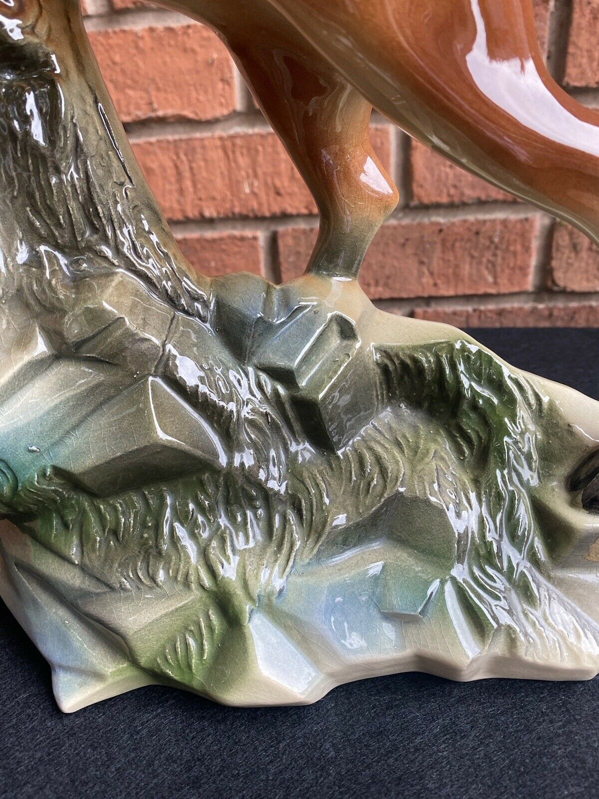 Rare Art Deco Lustreware Large Deer Figurine Byjema Holland Foundry Mould No25 photo vintage