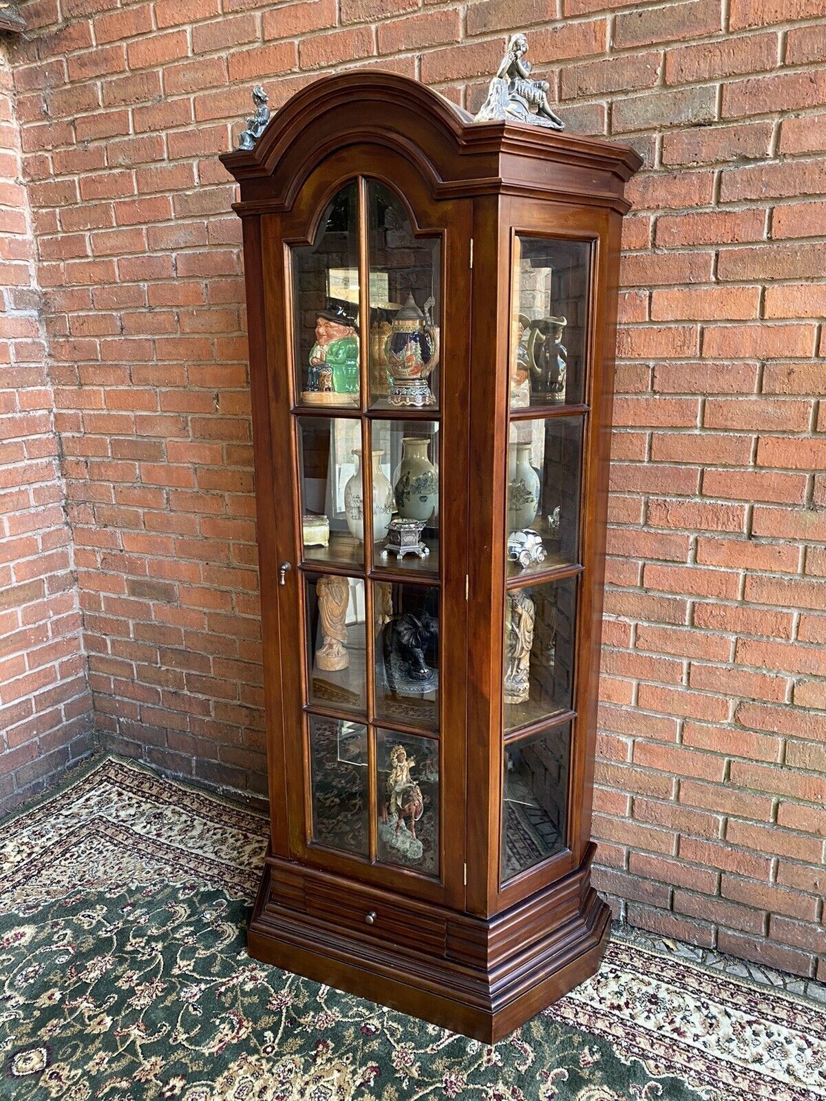 Fine Georgian Style Berger Master Tall Curved Display Cabinet In Solid Elm Wood photo Furniture