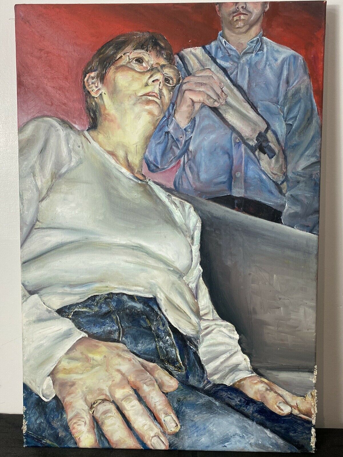 585.0 Pair Of 20th Century Contemporary Expressionist Oil Paintings After Lucian Freud photo