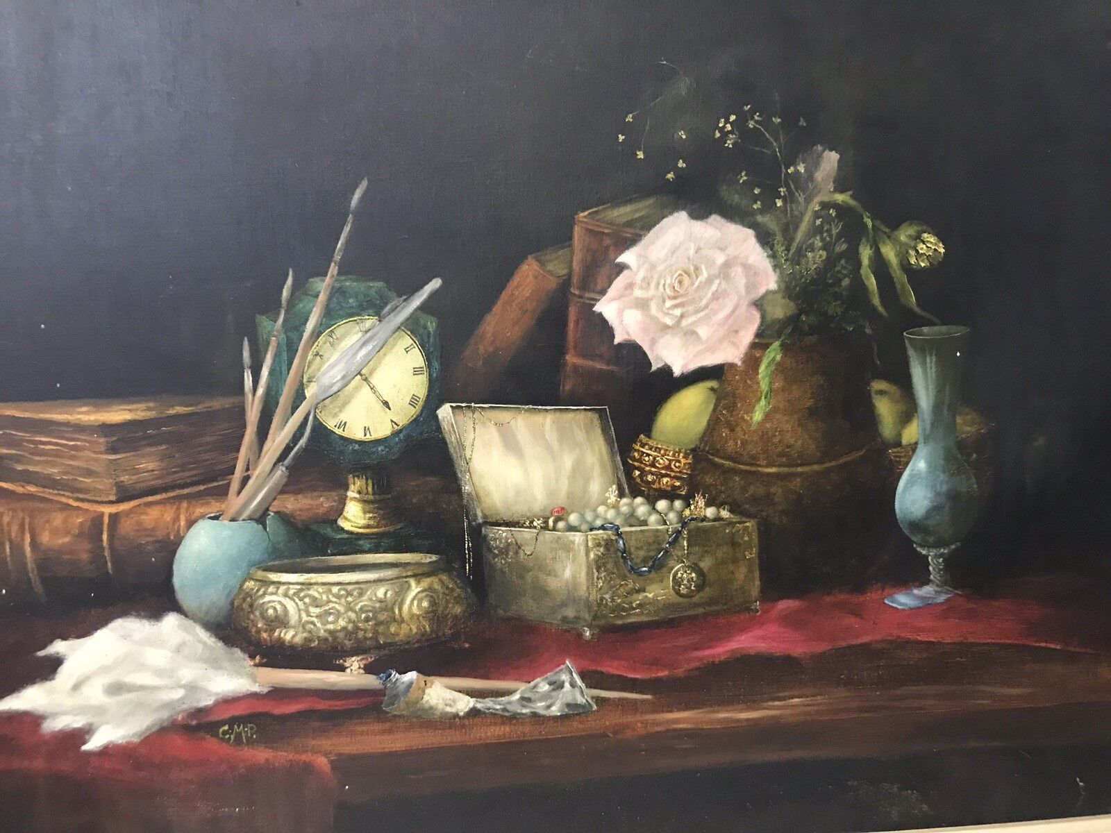 Rare Antiquirian Collecters Oil Painting Signed By Artist C.M.P photo 275.0