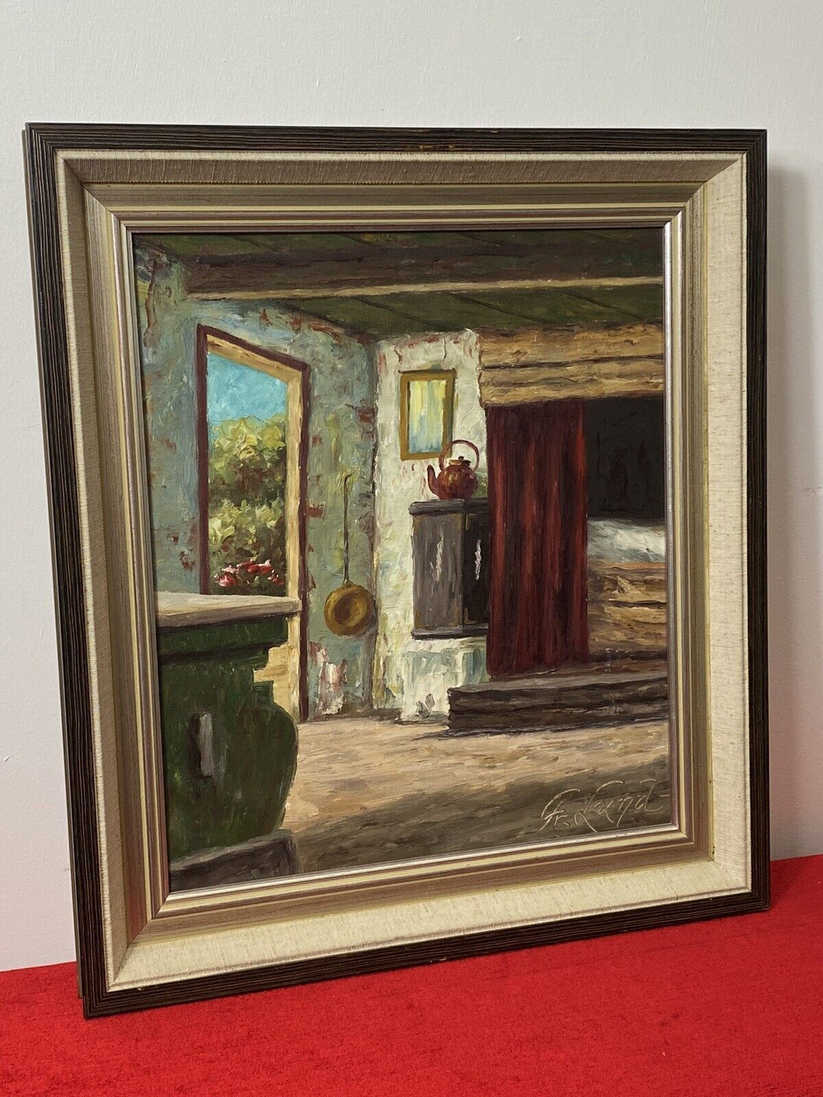 Idyllic Cottage Interior Scene Oil Painting By Artist G Lund photo Art
