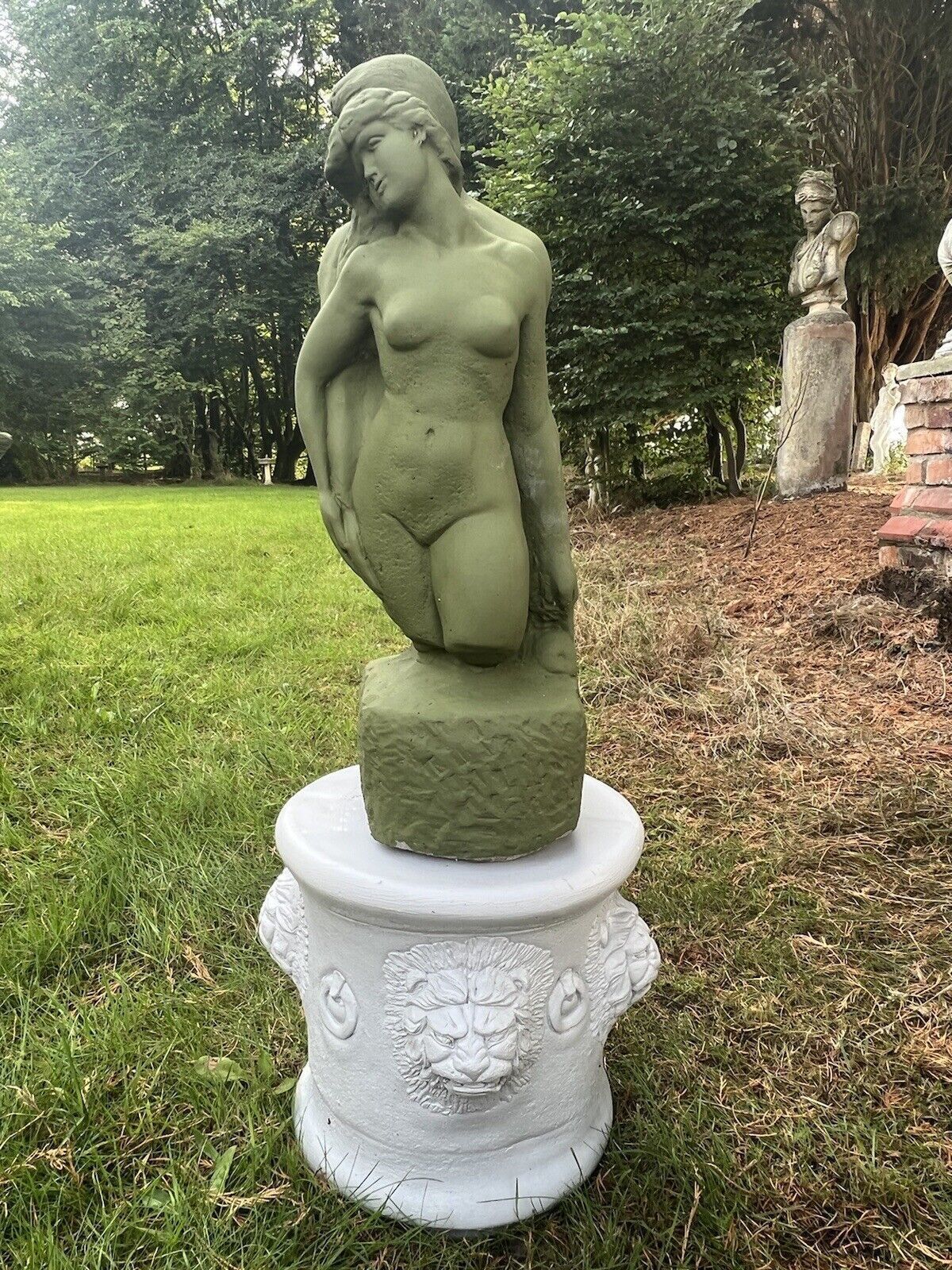 The Myth Of Adam & Eve Garden Trophy Sculpture On Cylindrical Plinth photo 245.0