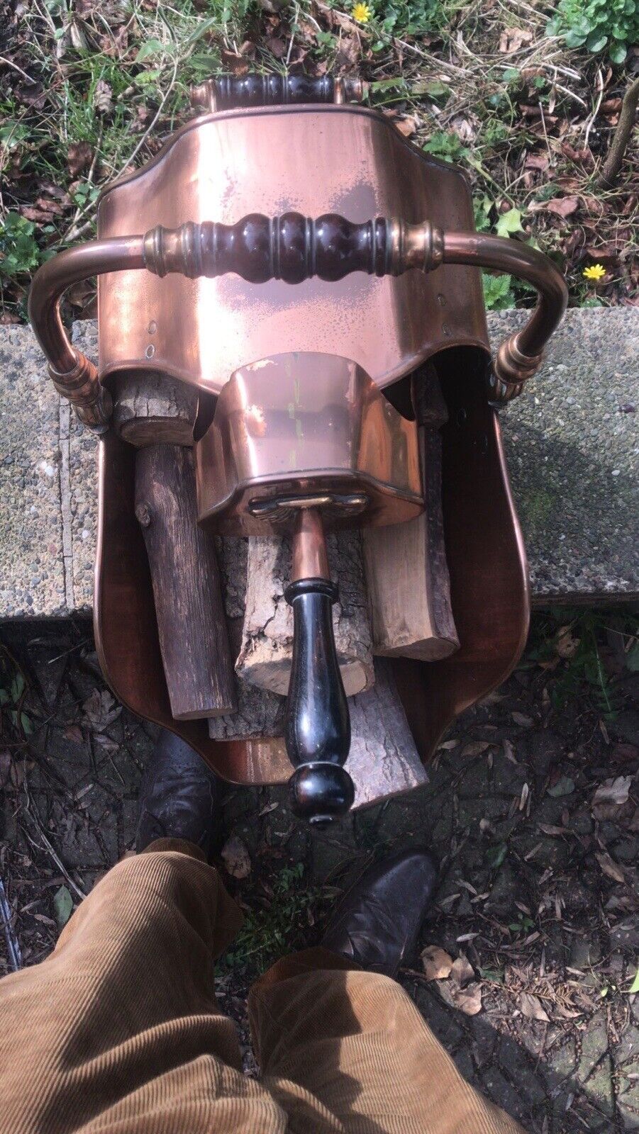 Fine Period 1820 Georgian Helmet Coal Scuttle With Original Coat Shovel photo vintage