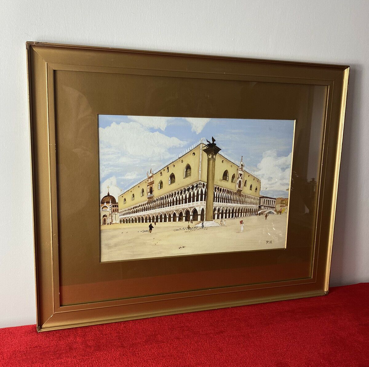 Historic Architectural Study Doges Palace Venice Watercolour Painting Signed photo Art