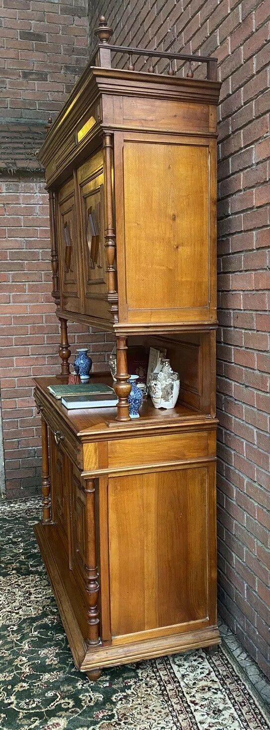 Antique German Bieder Meyer Style Monumental Satinwood Carved Bookcase photo buy
