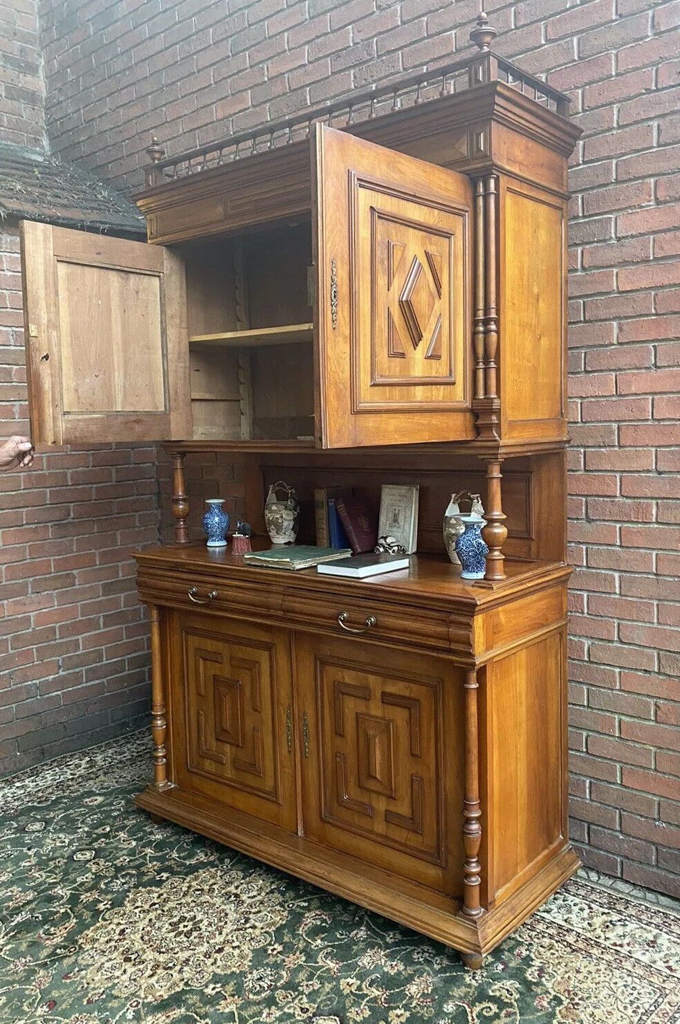 950.0 Antique German Bieder Meyer Style Monumental Satinwood Carved Bookcase photo
