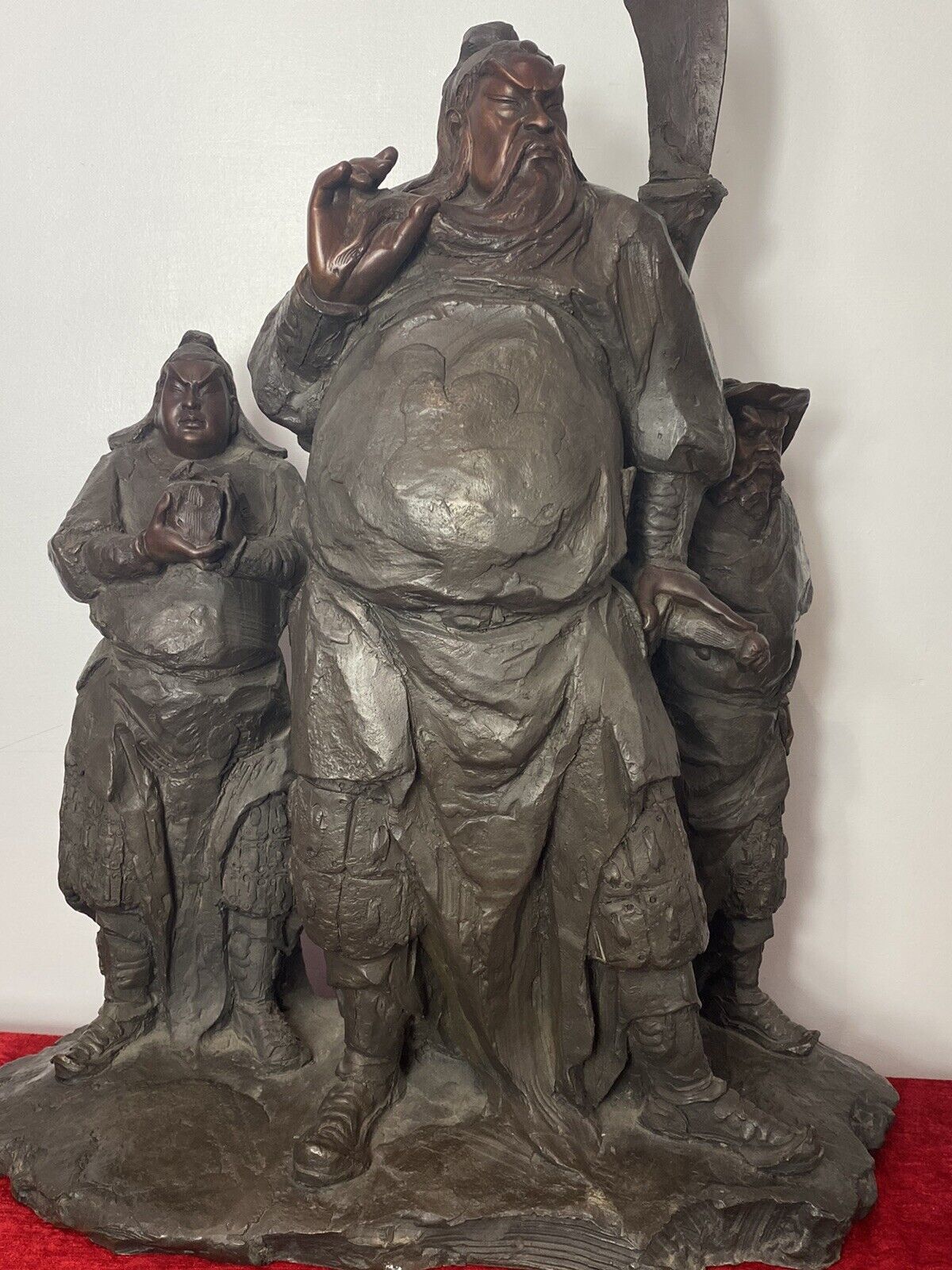 Fine Large Museum Quality Sculptural Bronze Statue Of Three Tibetan Warriors photo Home Decor