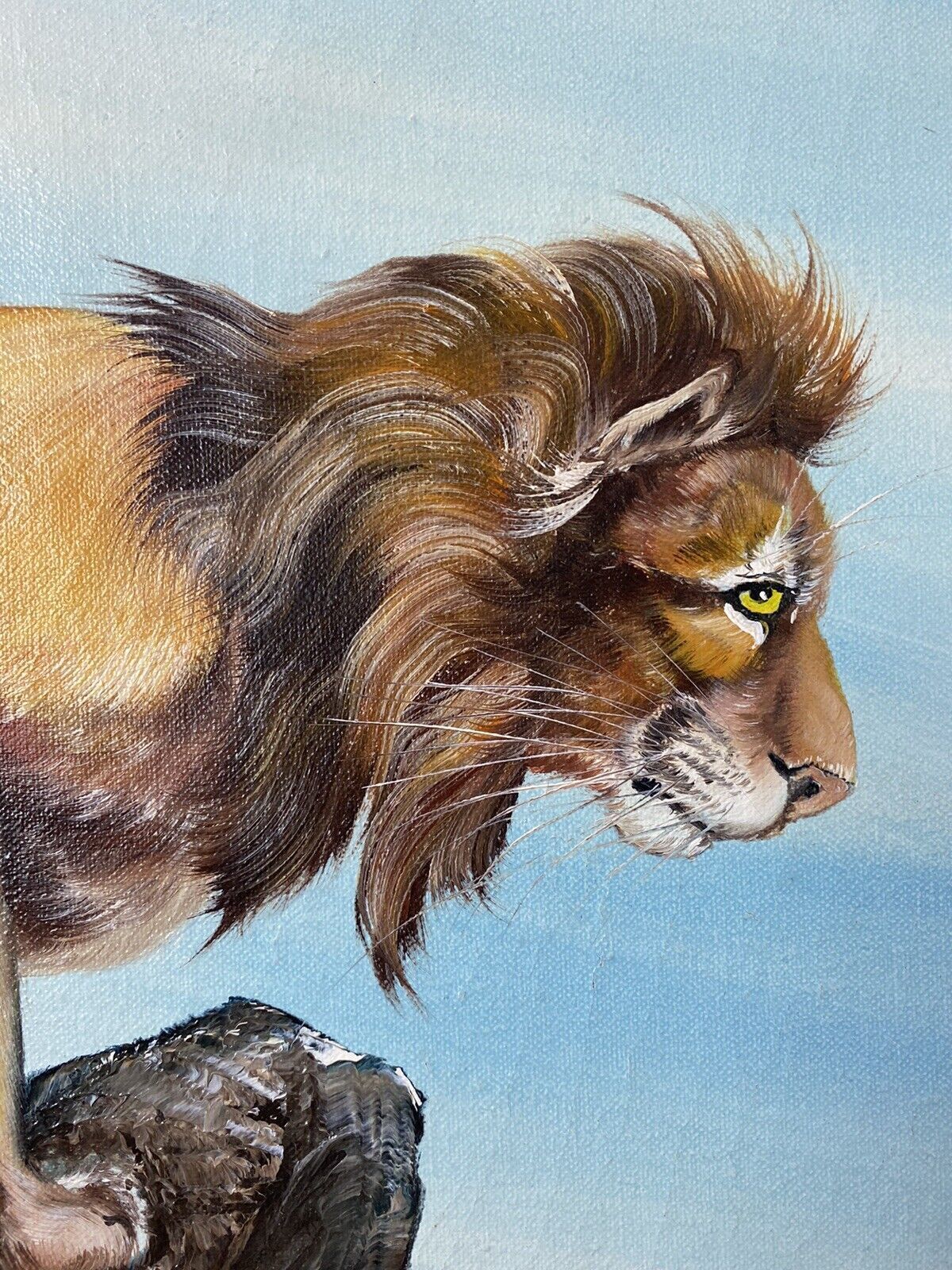 20th Century Lion Oil Artwork 'Leader Of The Pride' Signed J Thompson photo buy