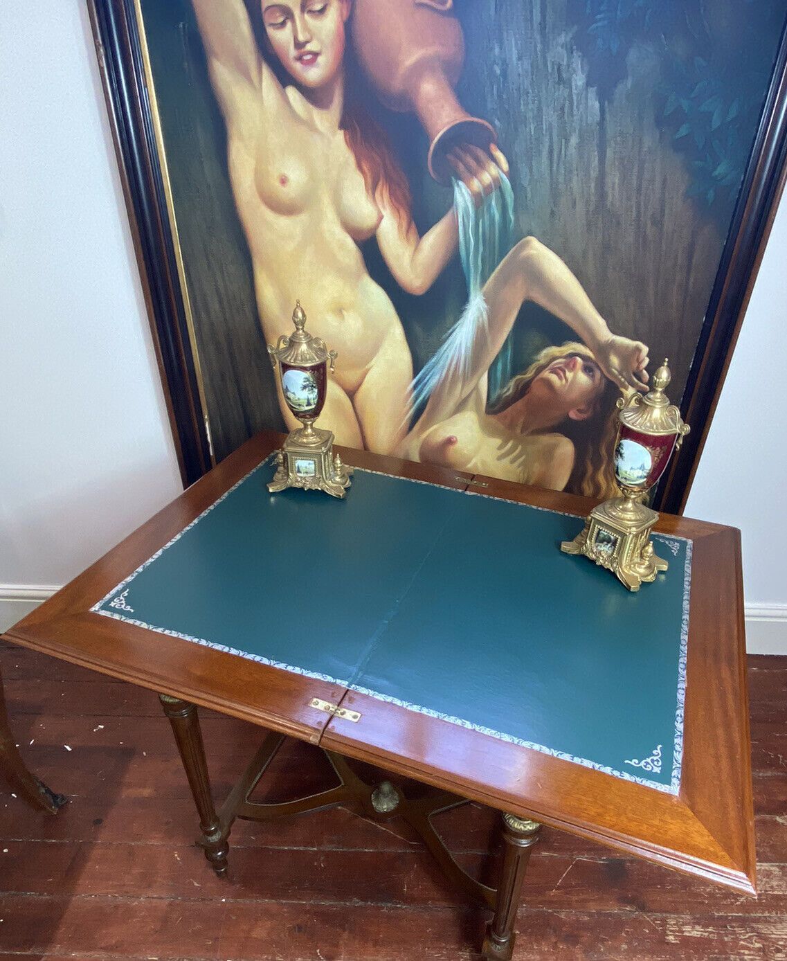French Reproduction Louis XVI Style Writing Table With Turnover Leather Top photo vinterior