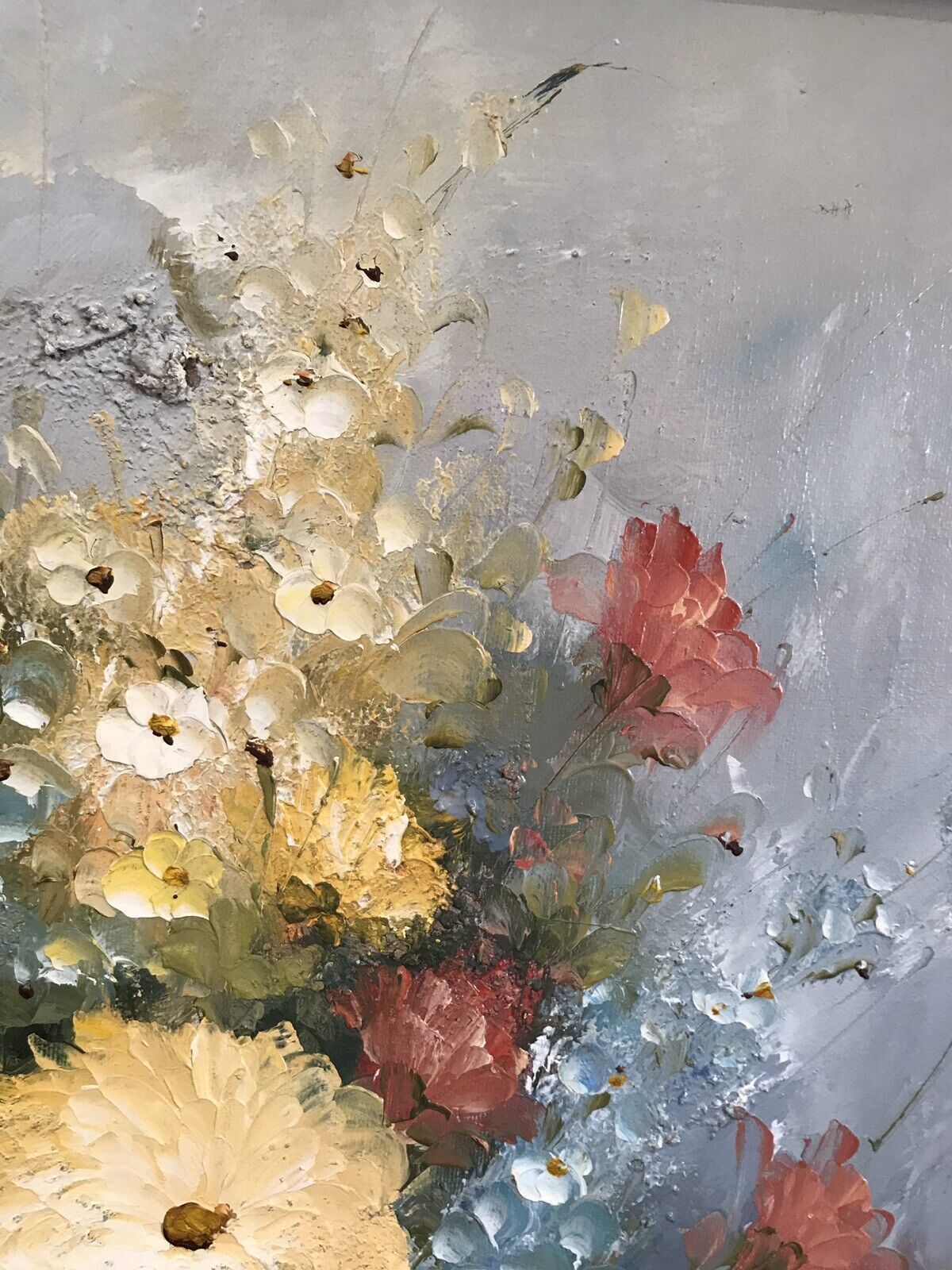 photo furniture Original Oil Painting Still Life Vase Of Flowers Signed By Artist T Kelly