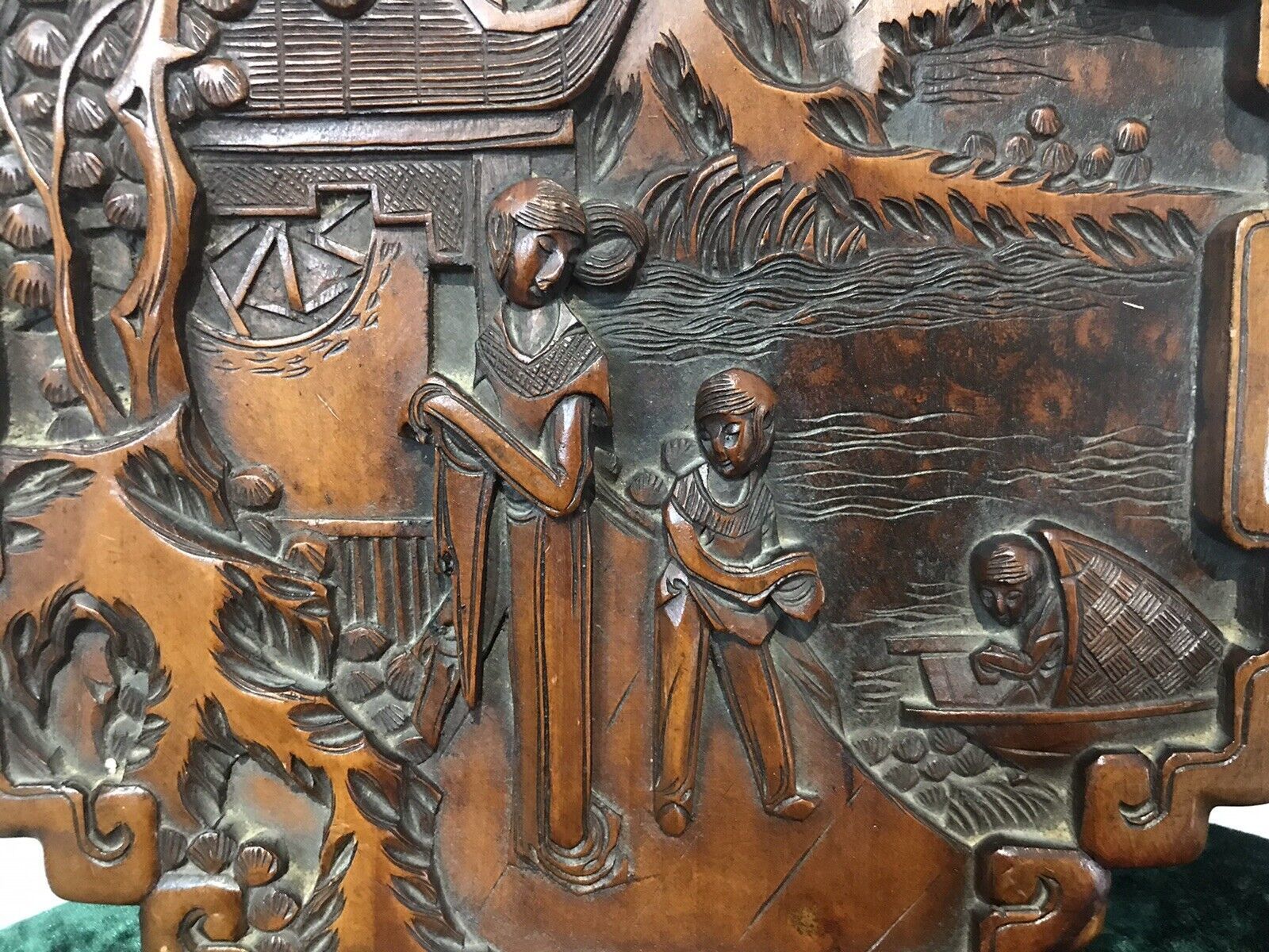 photo furniture Fine Quality Pair Of Oriental Kang Si Style Hardwood Wall Plaques