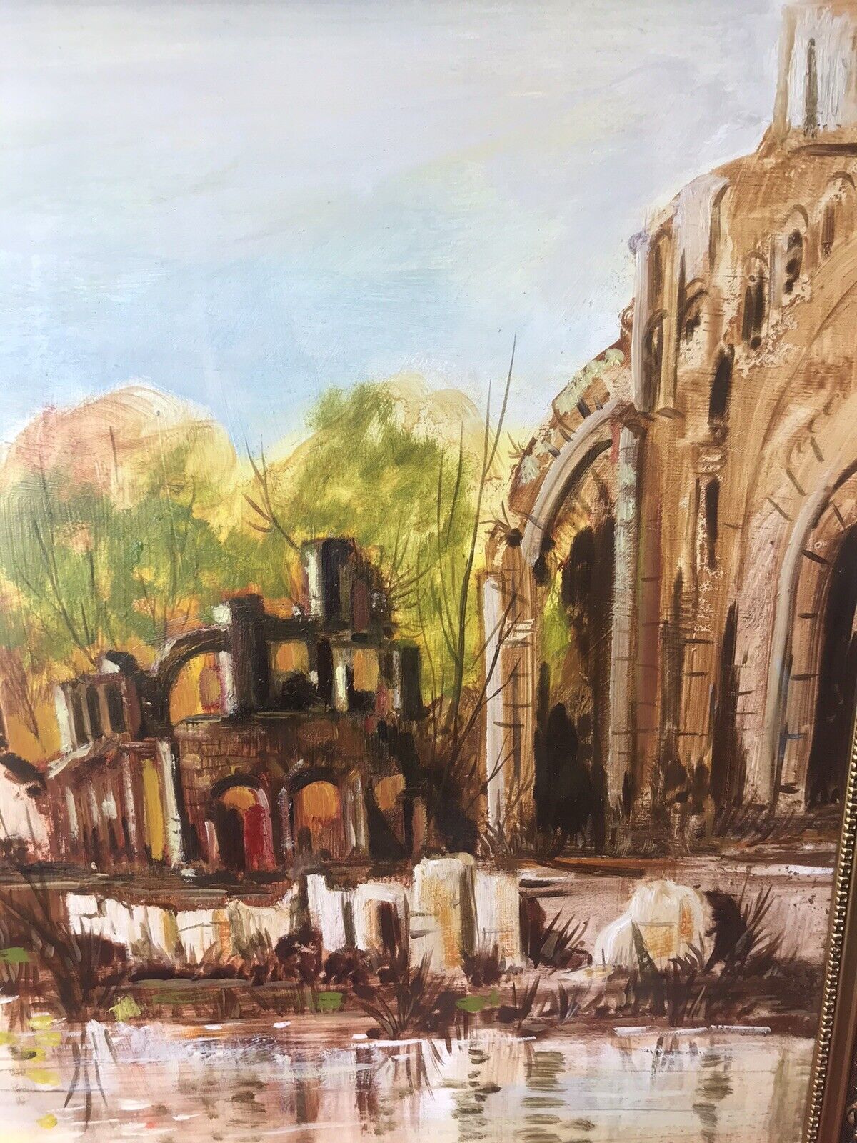 Original Oil Painting Of Glastonbury Abbey Somerset England Framed/Signed Gater photo buy