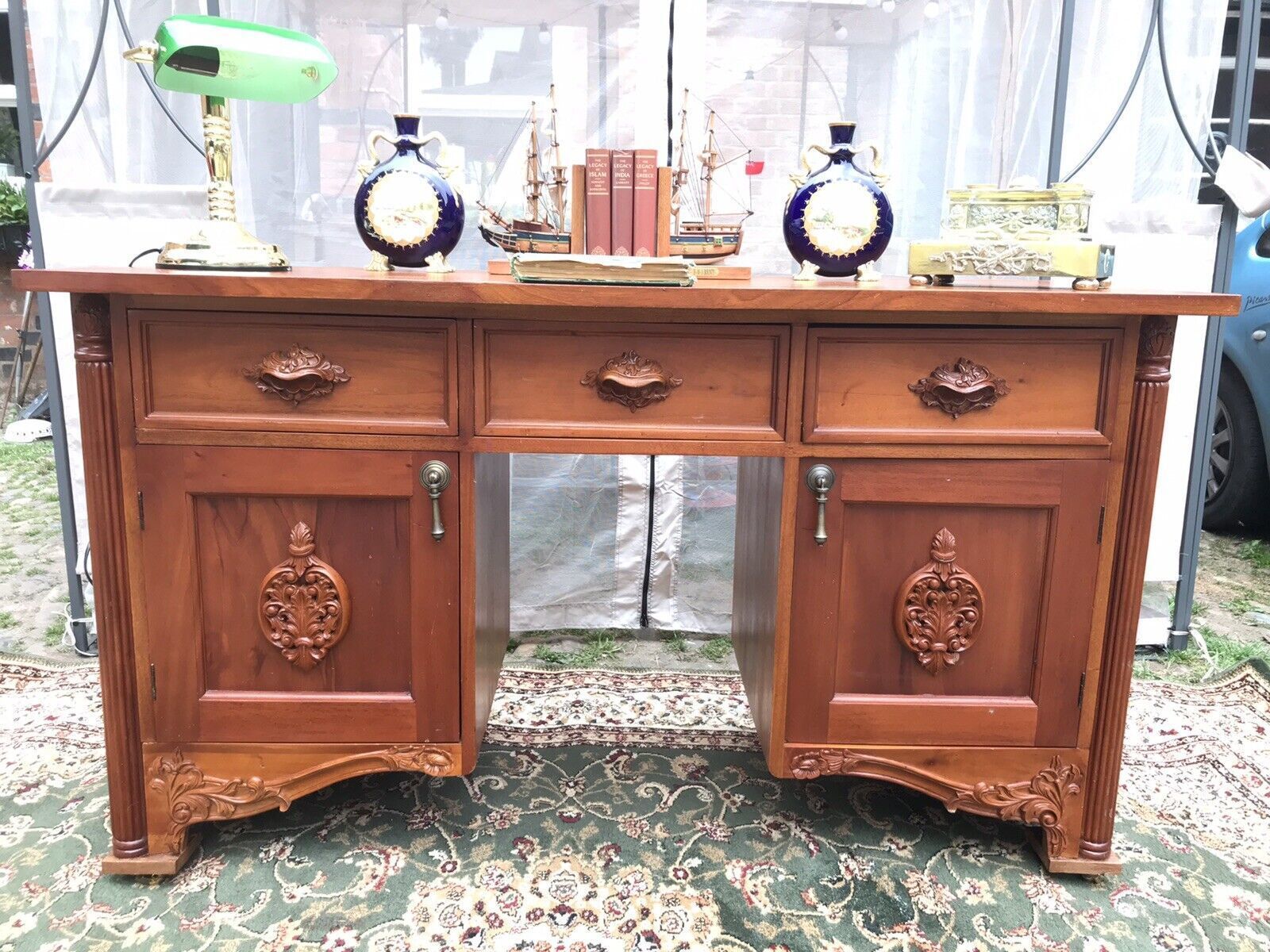 Famous Admiral Lord Nelson Style Admirality Office Desk In Solid Teak photo for sale