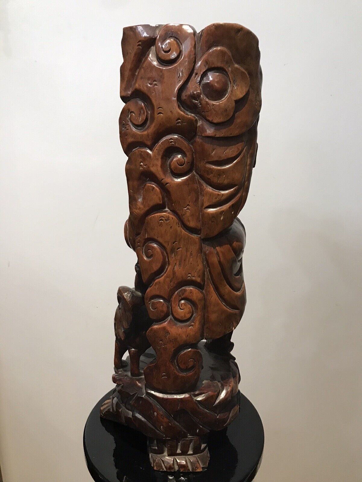 Home Decor Late 19th Century Oriental Chinese Foo Man Sculpture Carved In Fruitwood photo