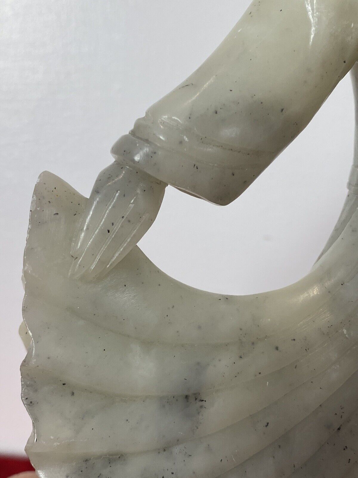 19th Century Jade Figurine Of Chinese Qing Female With Queue Hairstyle On Plinth photo vintage