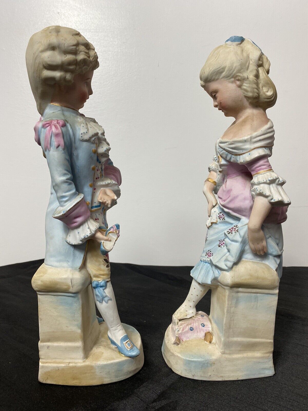 Pair Of Rare French Bisque Figurines The Prince And Princess With Glass Slipper photo Home Decor