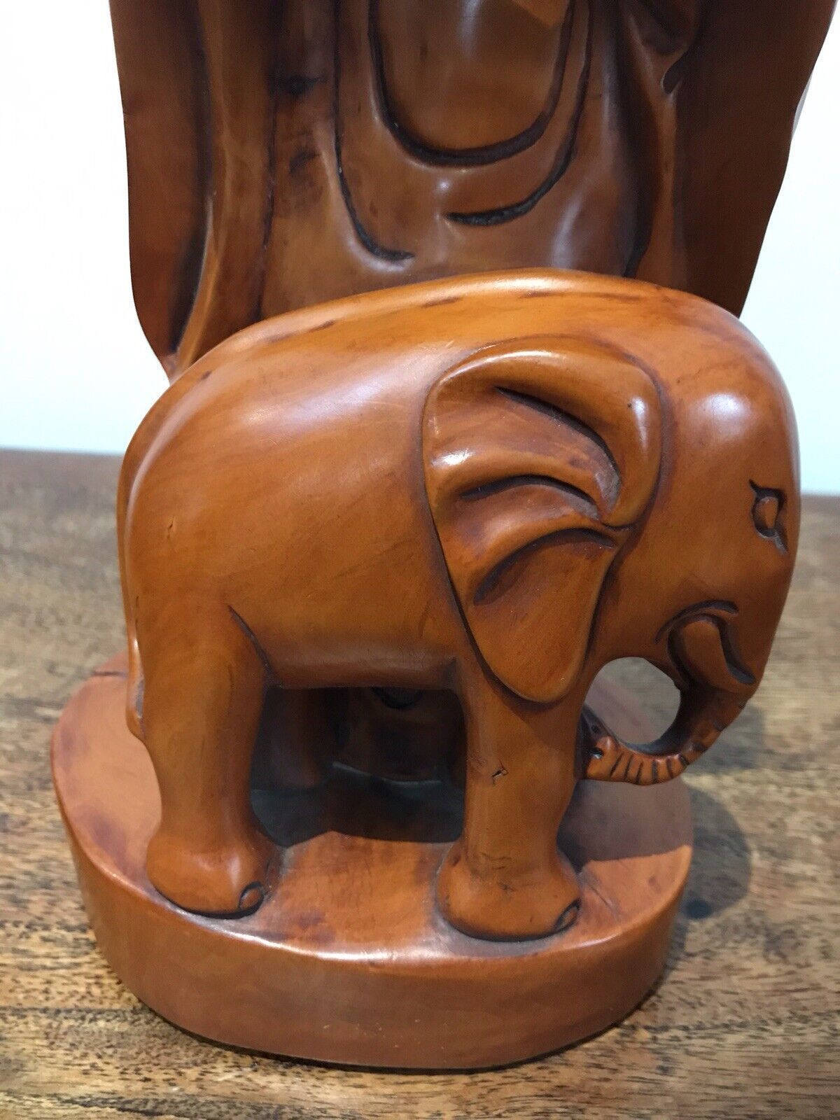 photo furniture Asian Carved Fruitwood Buddha Statue