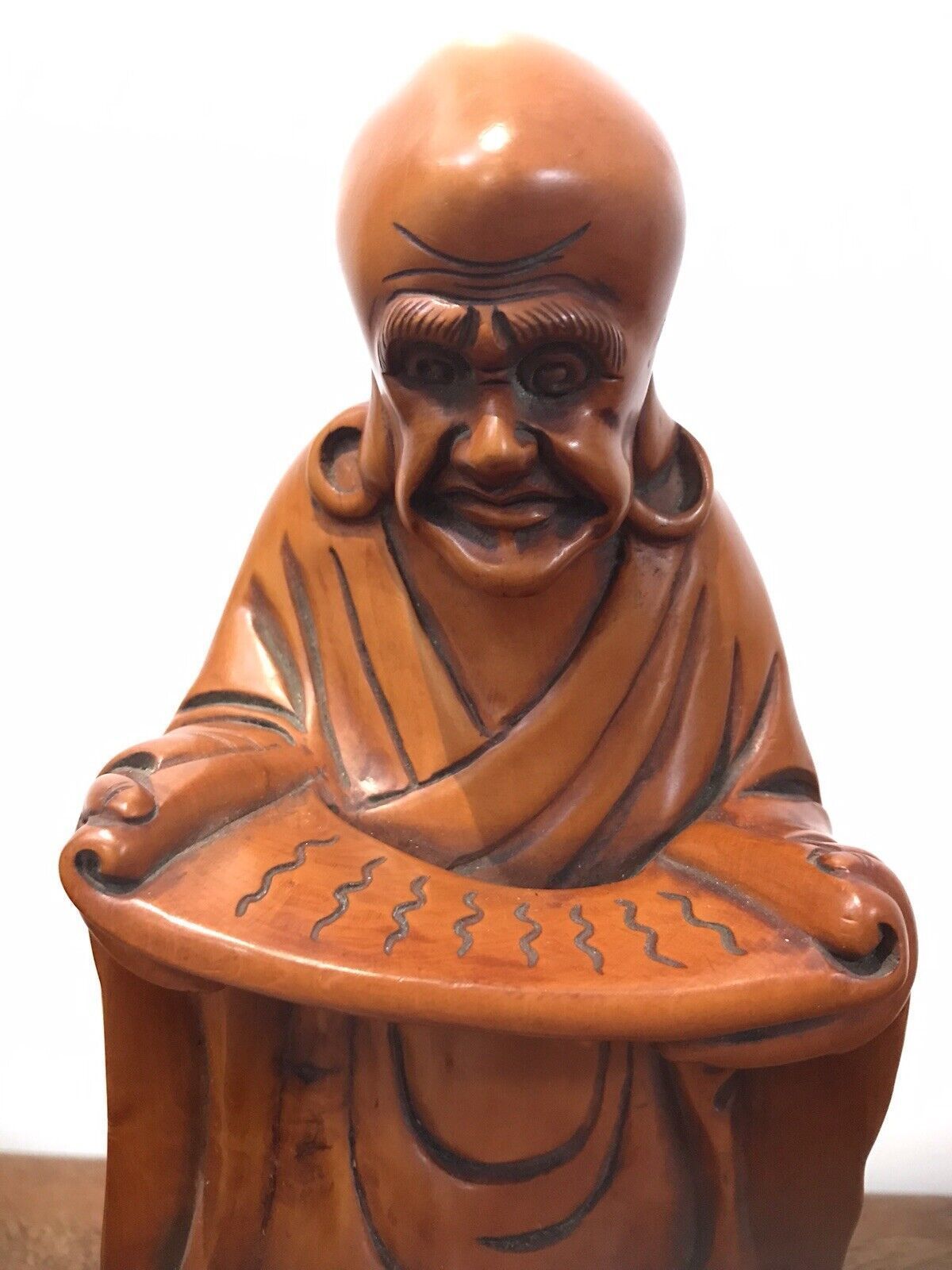 photo for sale Asian Carved Fruitwood Buddha Statue