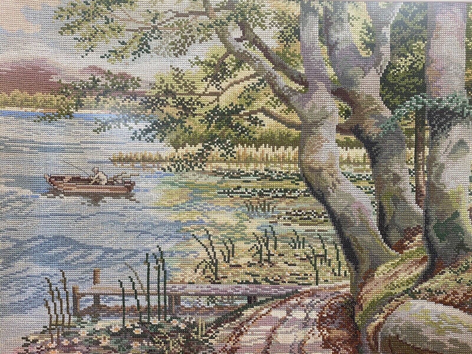 photo furniture Hand Woven Lake Windermere Landscape Tapestry With Fisherman In Rowing Boat
