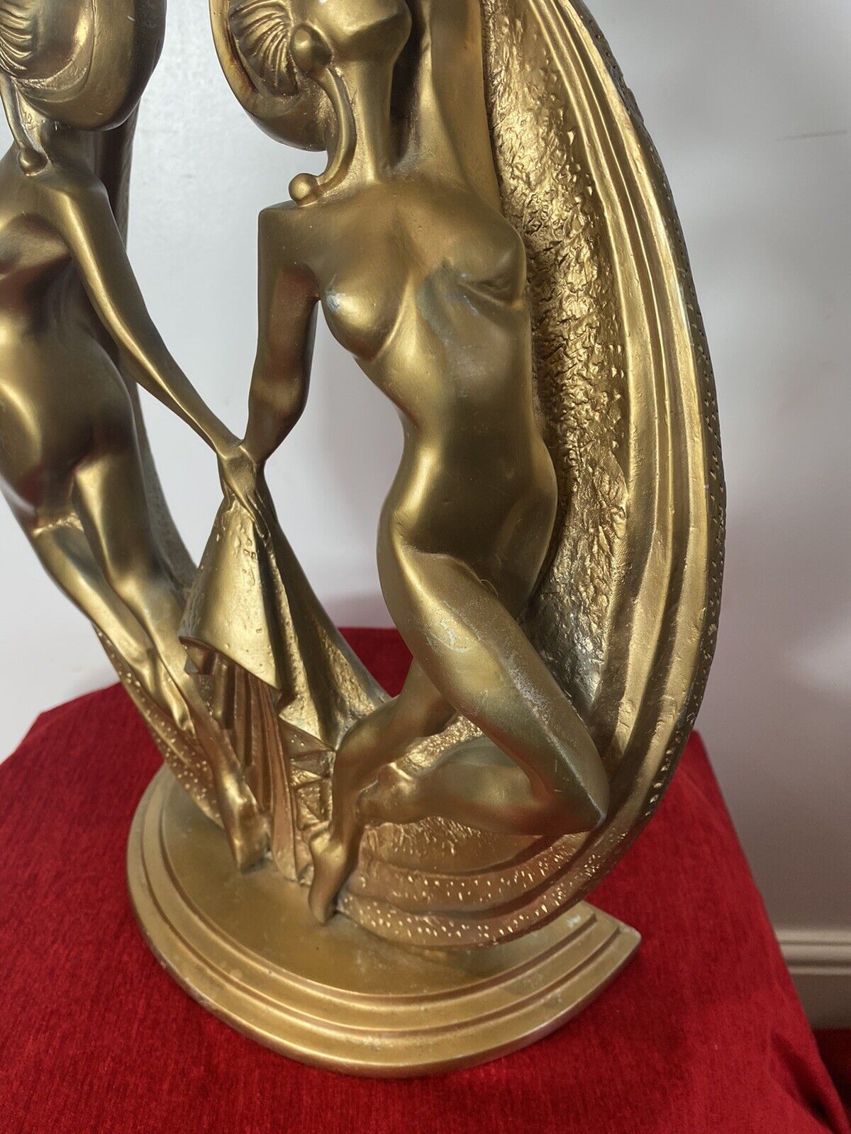 Rare French Empire 1930’s Art Deco Gilt Mascot Sculpture Of Two Nymphs photo buy