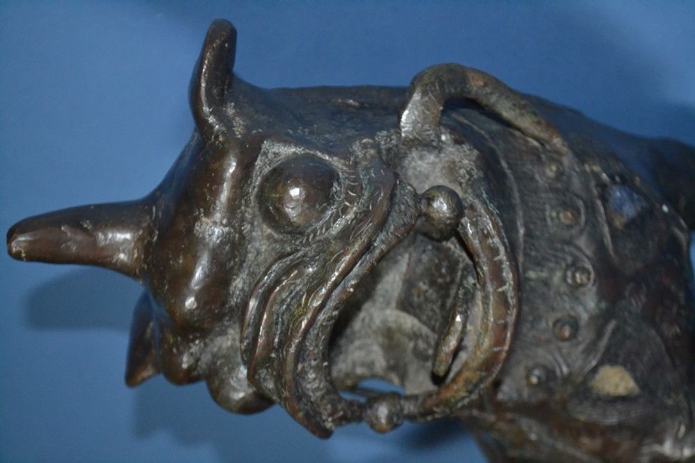 1995.0 Large Early 19th Century Thai/Burmese Bronze And Mirrored Fo Lion, C 1820 photo