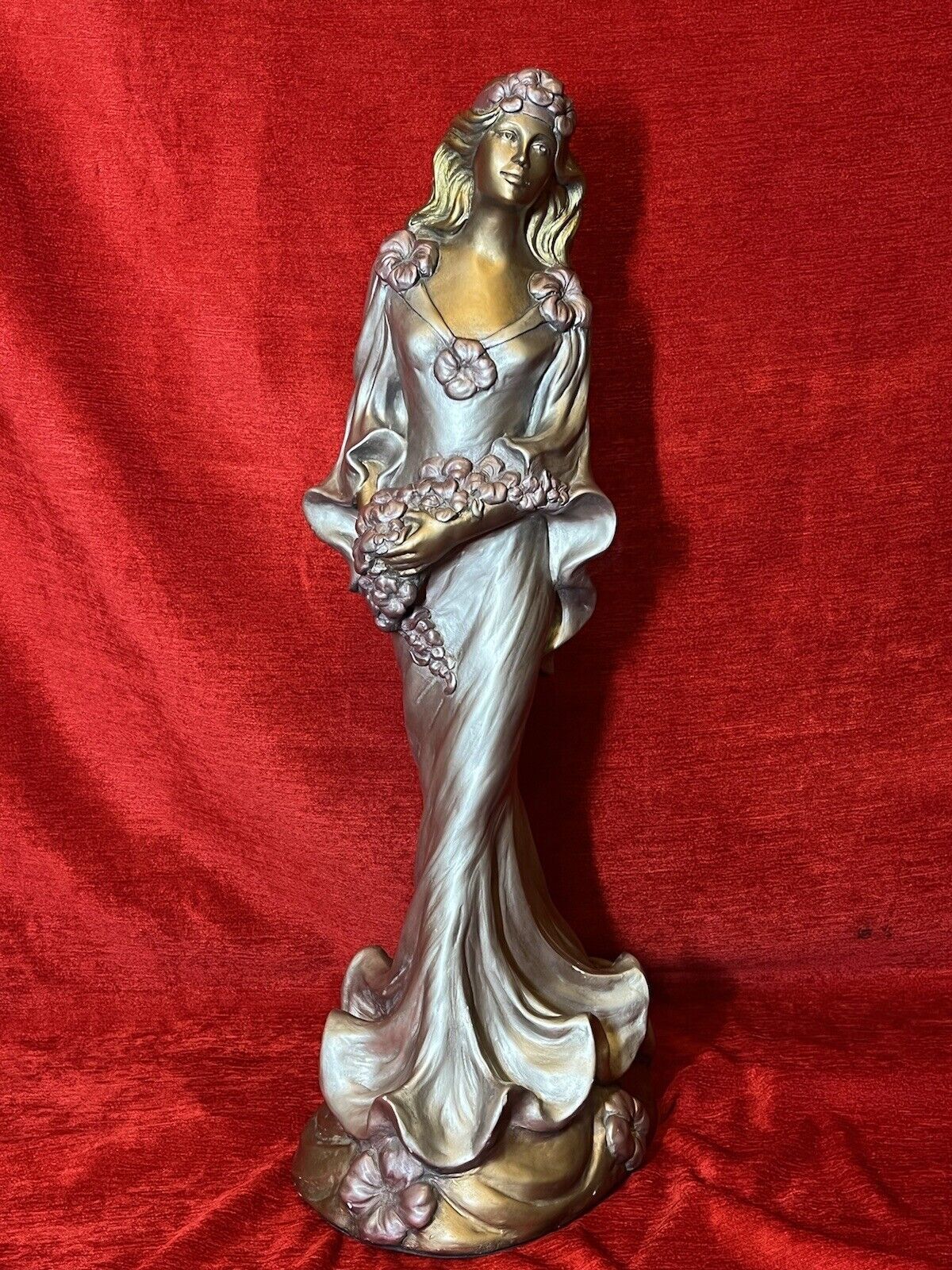 Sculptor Alice Heath 'Princess With Hibiscus Bouquet' Ornamental Showpiece photo Home Decor
