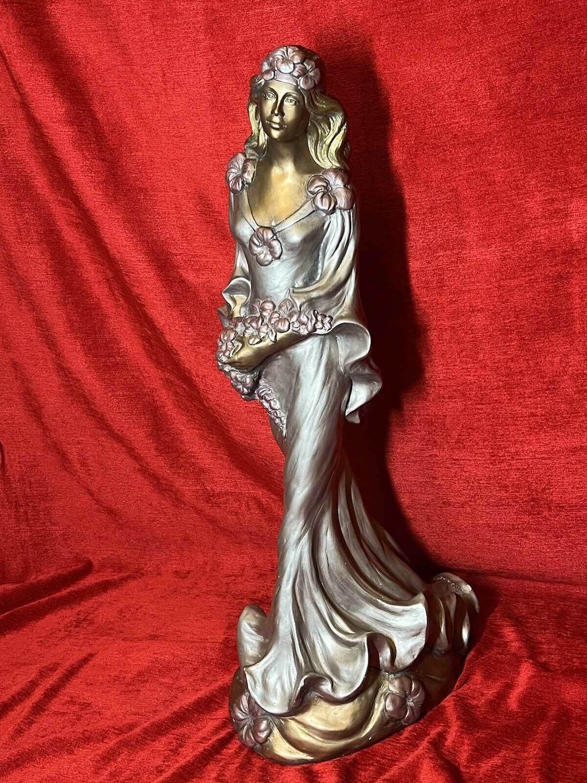 Sculptor Alice Heath 'Princess With Hibiscus Bouquet' Ornamental Showpiece photo vinterior