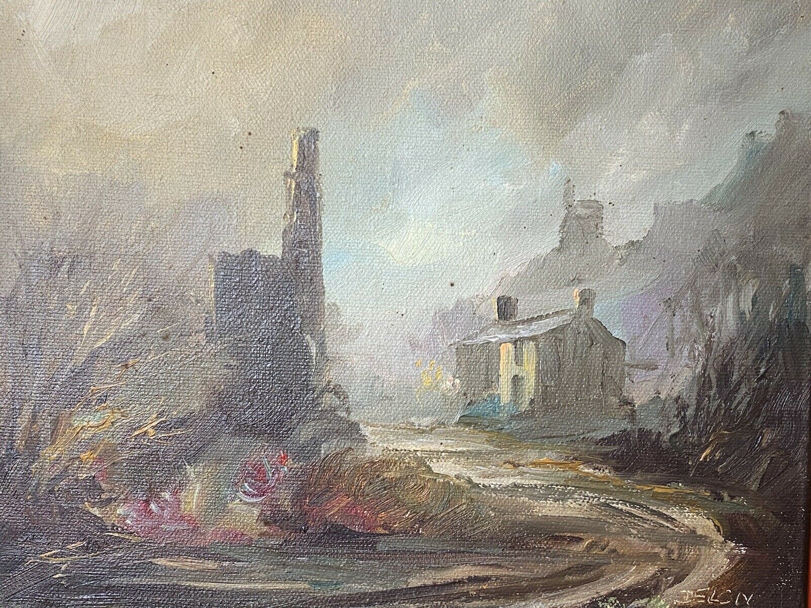 Pair Of Cornish Artist Don Hughes Original Gallon & Town Landscape Oil Paintings photo Art