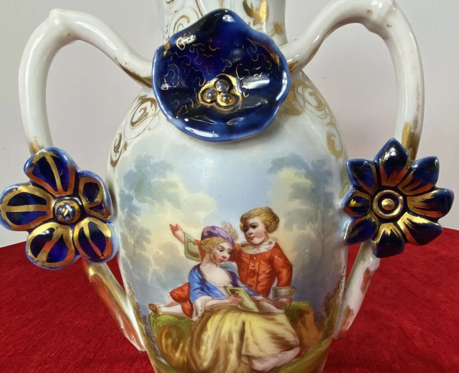 Sèvres Style Romantic Porcelain Vase With Branch Handles And Flora Decorations photo buy