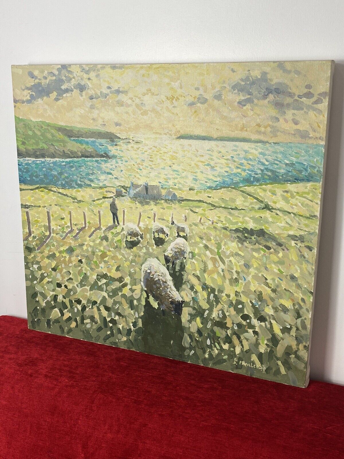 Irish 20c Contemporary Artist Simon Macleod Landscape Oil Painting On Canvas photo 1395.0