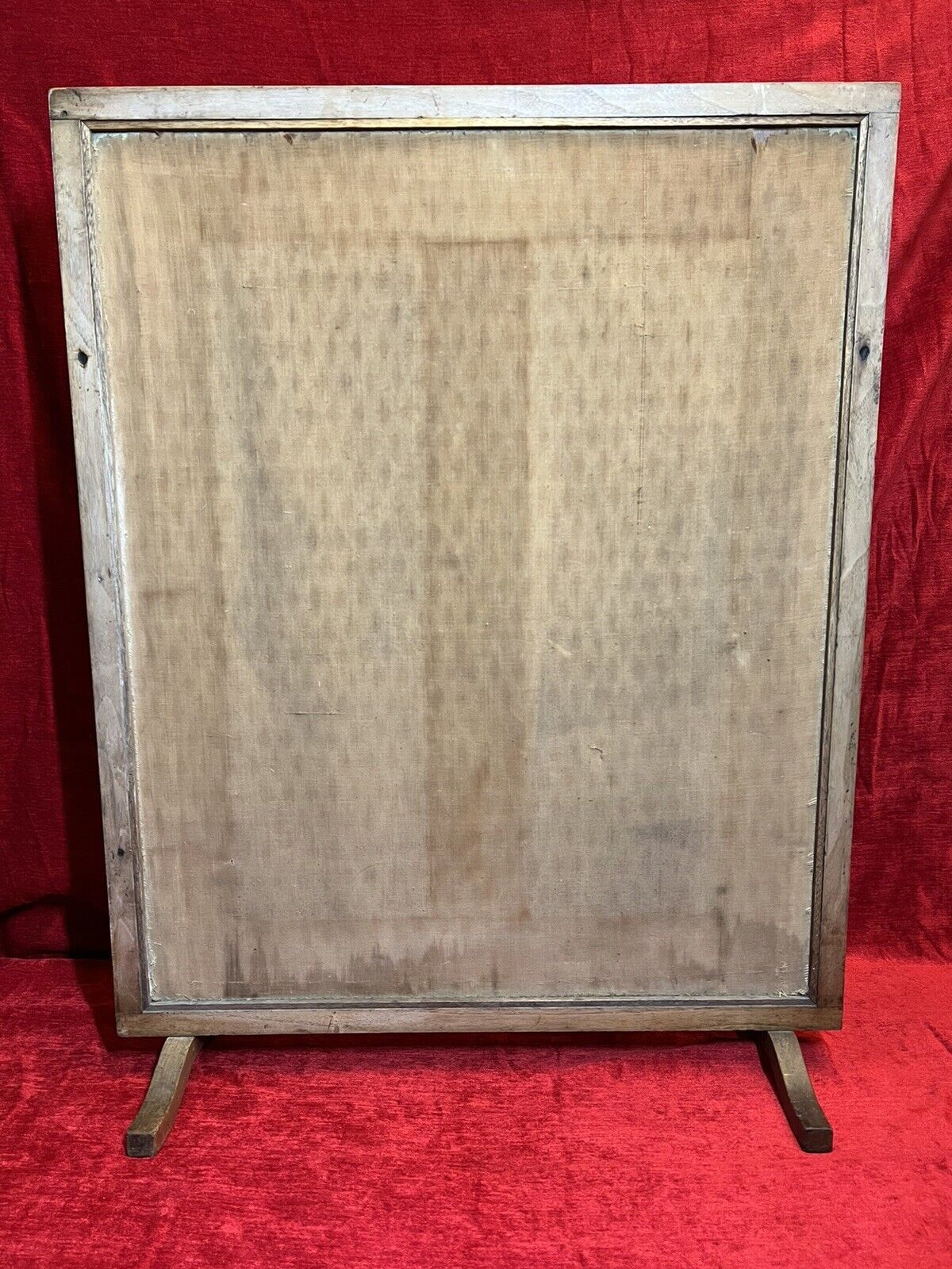 395.0 Period Oak Firescreen With Georgian Family Portrait Silkwork Tapestry Sampler photo