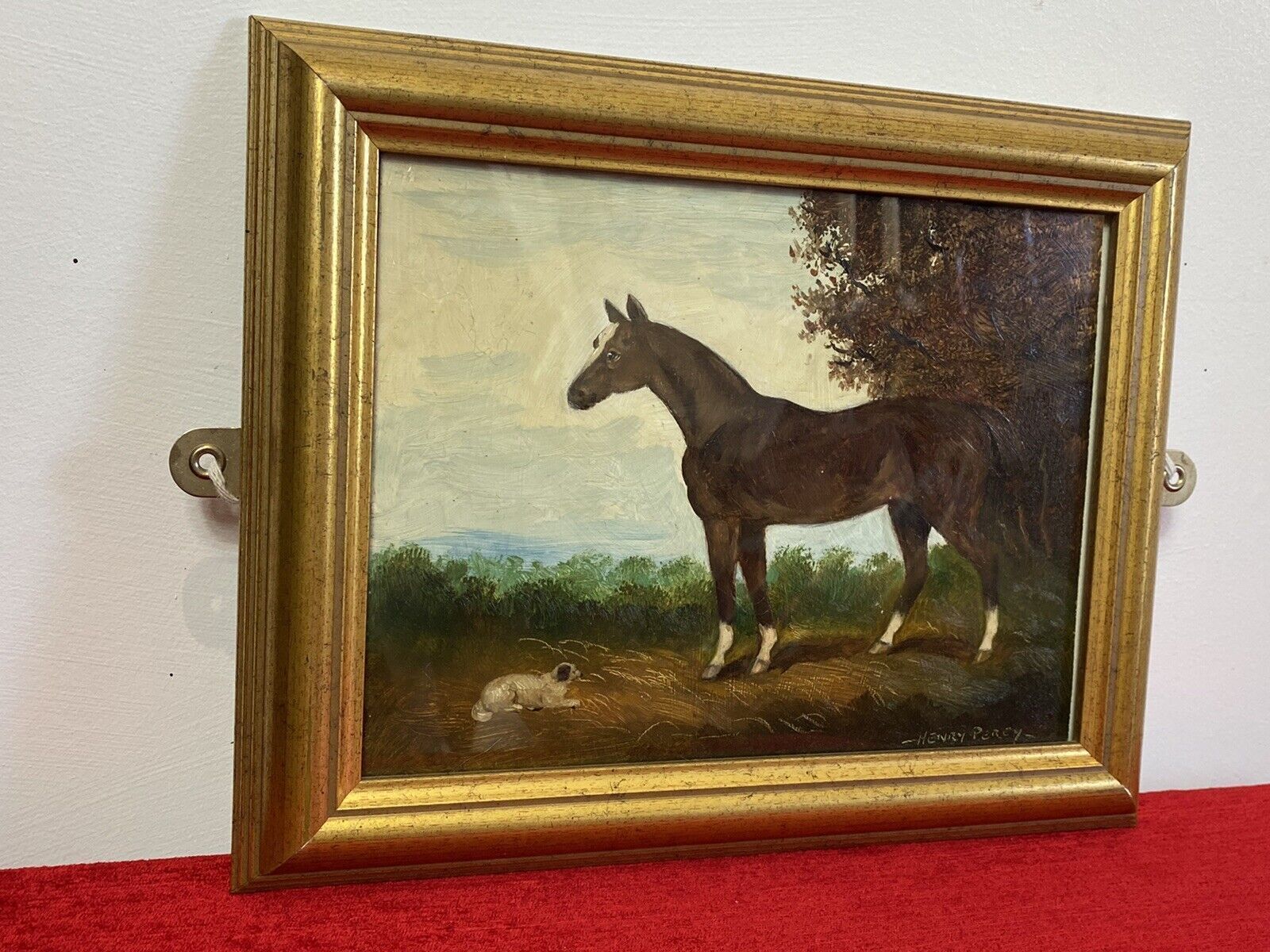 Fine Art Equine Minature Oil On Board By Renowned Artist Henry Percy photo furniture