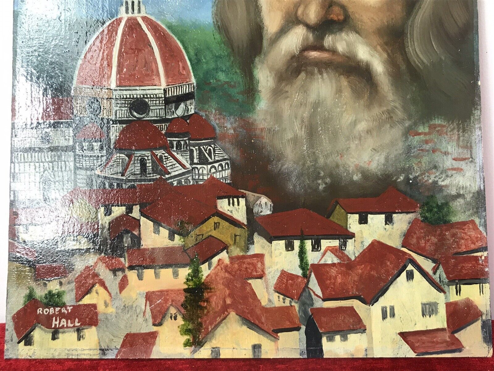 photo for sale Exceptional Italian Architect Filippo Brunelleschi Portrait Signed Oil On Board