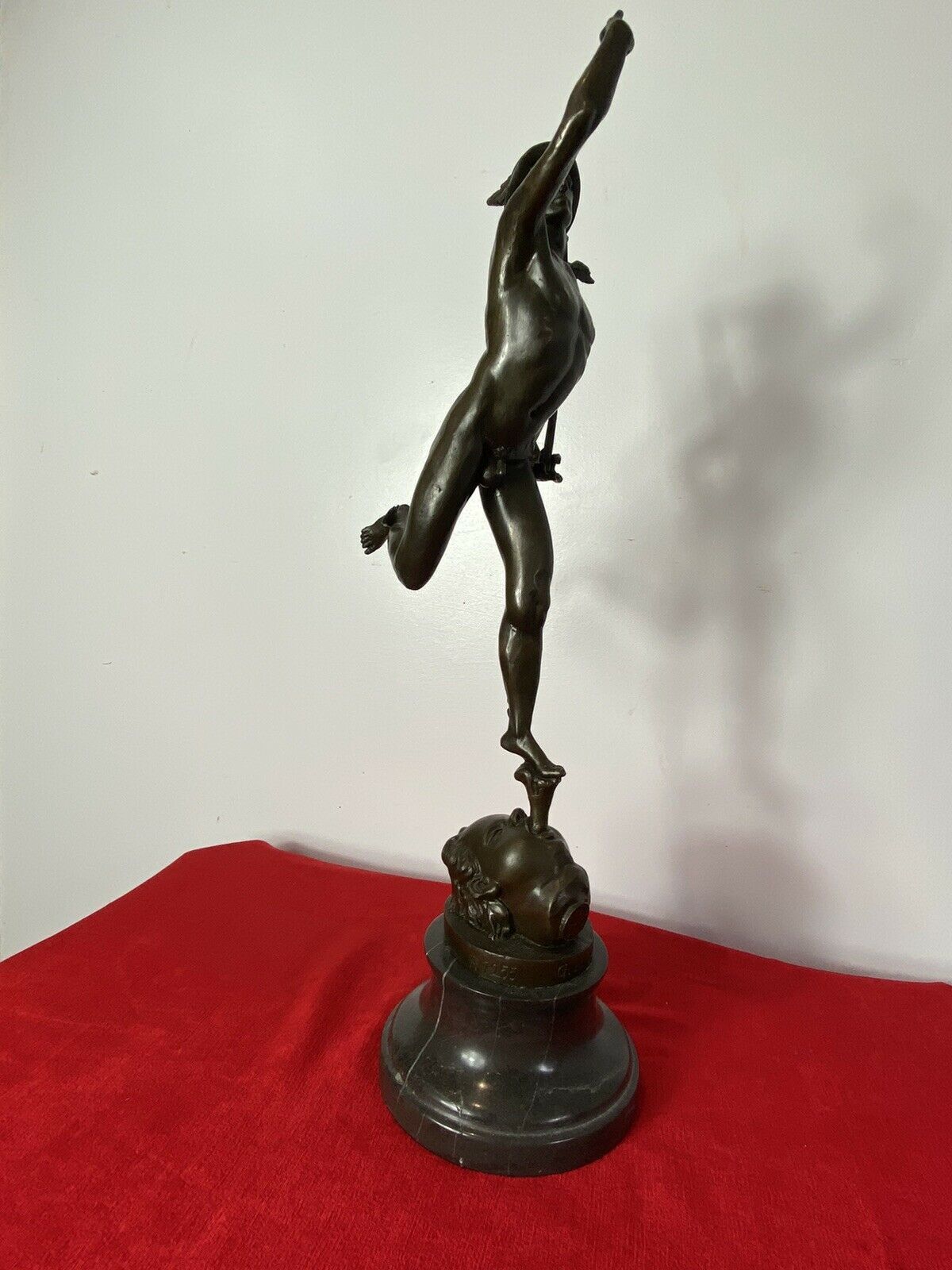 photo furniture Fine Bronze Romanesque Sculpture Of Hermes After Giambologna Upon Marble Plinth