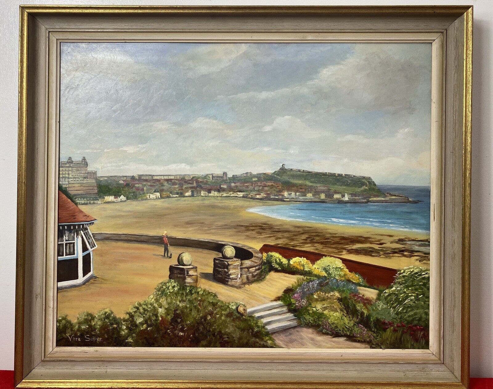 Cornish Costal Scape Of Sault Bay Oil On Canvas By Artist Vera Soper photo furniture