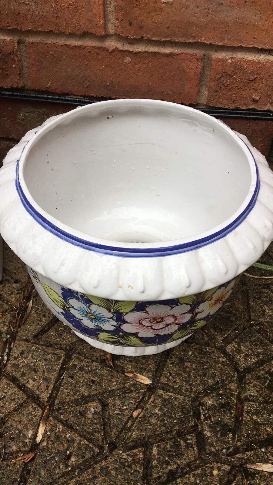 Italianate Porcelain Floral Hand Painted Jardiniere On Ornate Stand photo for sale