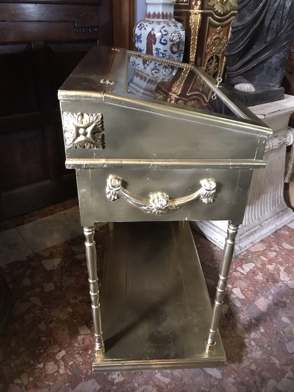 Fine Vintage Elegance French Guiltwood Bijouterie Cabinet photo vinterior