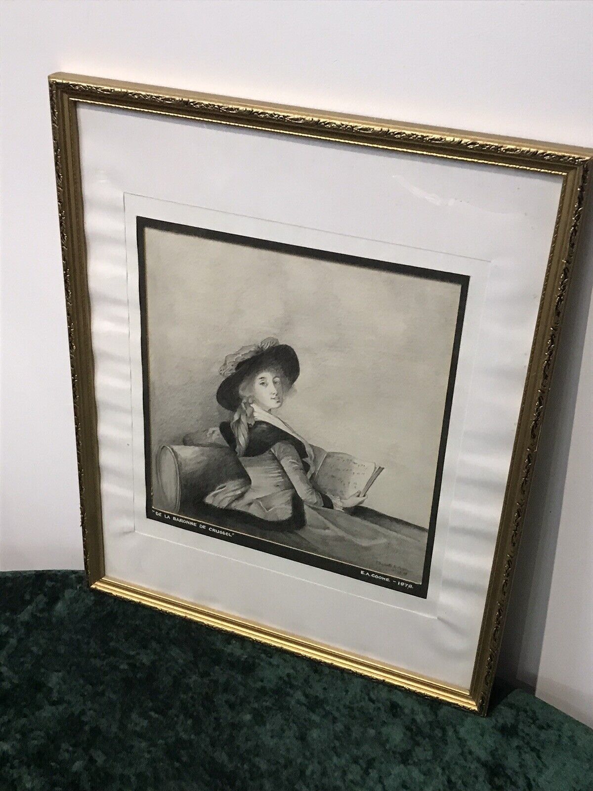 photo furniture 20th Century Artwork De La Barrone De Crussol Pencil And Charcoal Drawing Signed