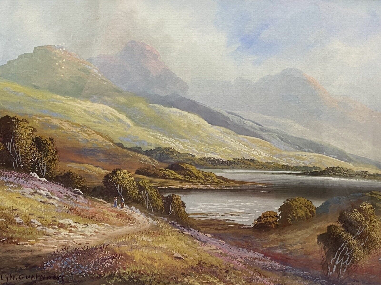 Stunning Pair Of Glazed Gouache Impressionist Paintings By Artist H T Watson photo vinterior