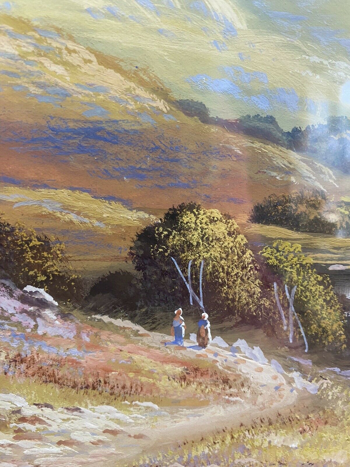 Stunning Pair Of Glazed Gouache Impressionist Paintings By Artist H T Watson photo buy