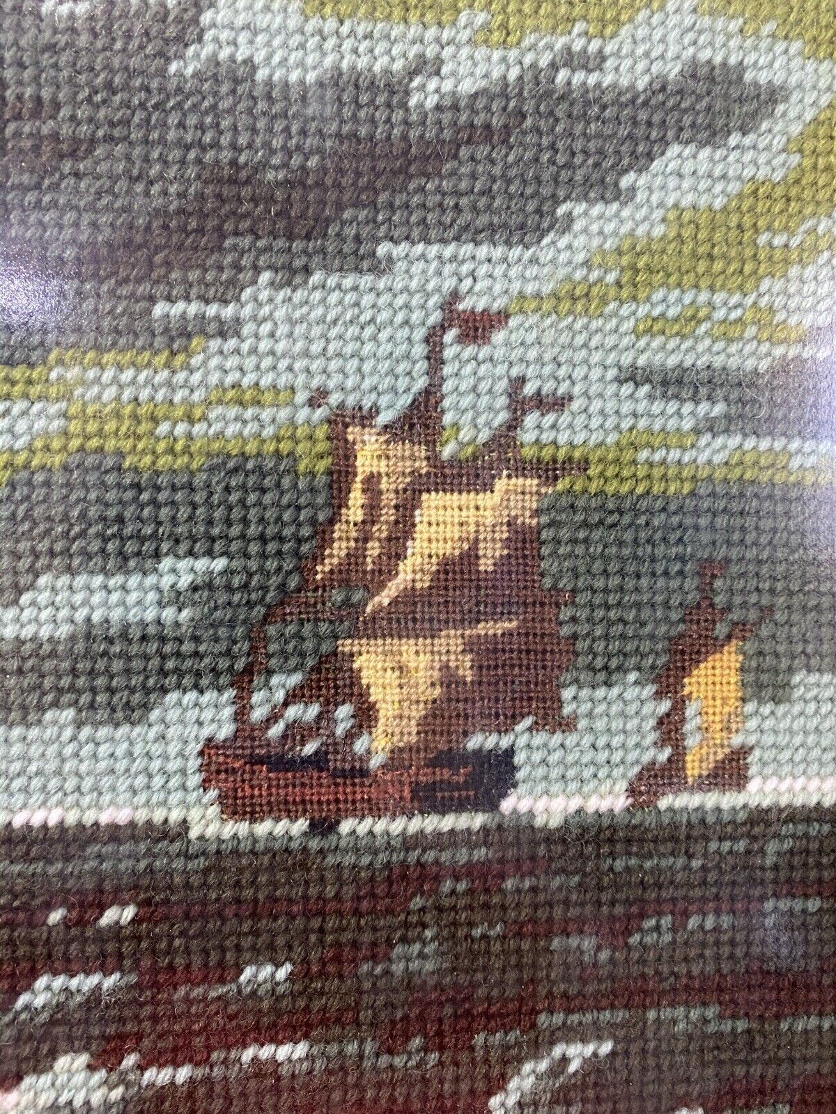 photo furniture Large Maritime Wool Work Tapestry Masterpiece Of Sailing Ships Upon Stormy Sea