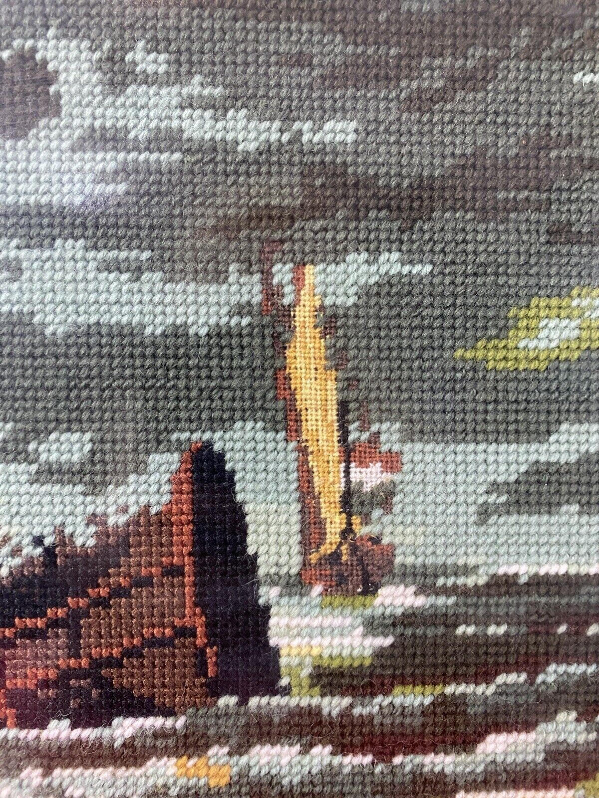 photo for sale Large Maritime Wool Work Tapestry Masterpiece Of Sailing Ships Upon Stormy Sea