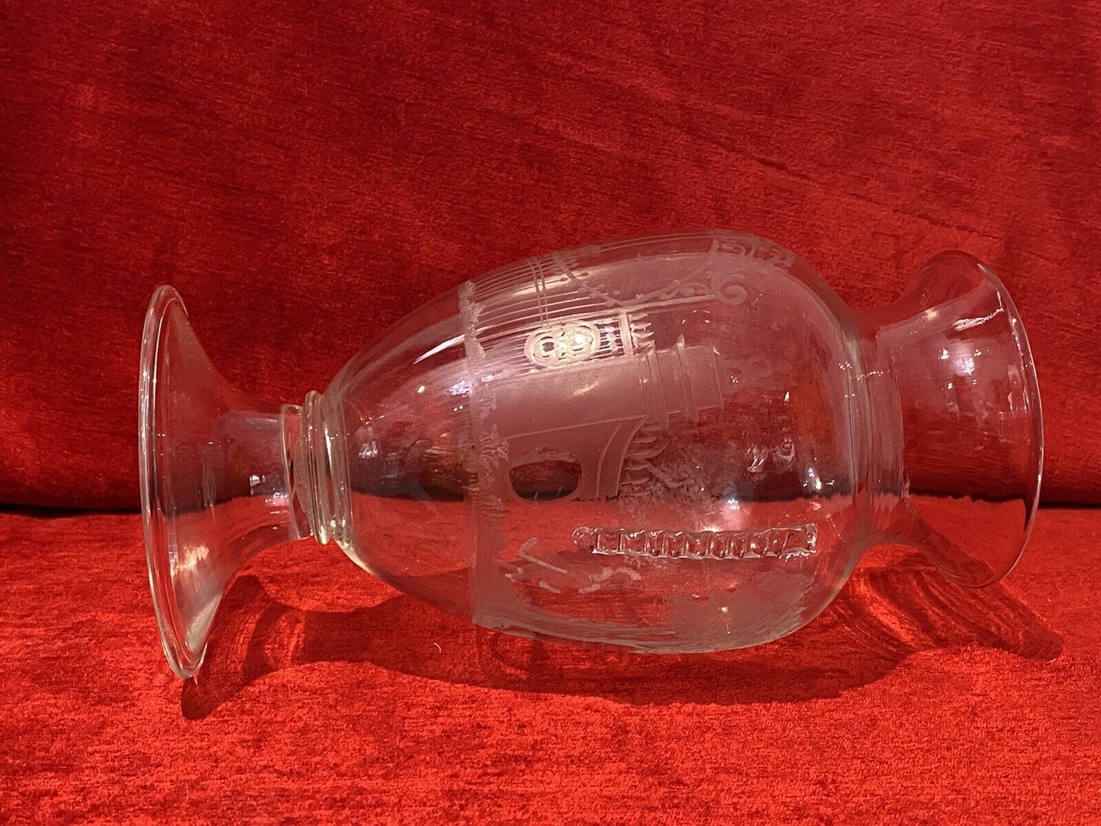 French Antique 19th Century Palace Of Versailles Etched Glass Decorative Vase photo 400.0