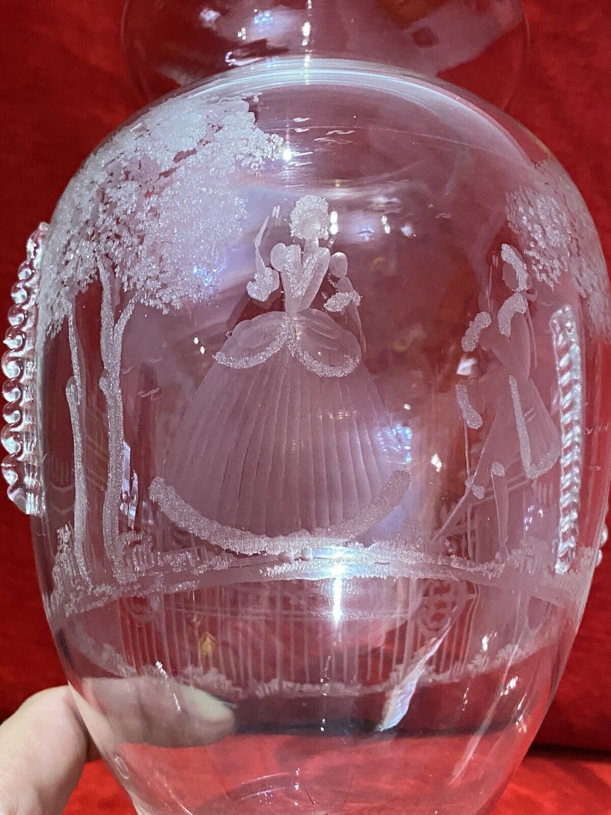 400.0 French Antique 19th Century Palace Of Versailles Etched Glass Decorative Vase photo