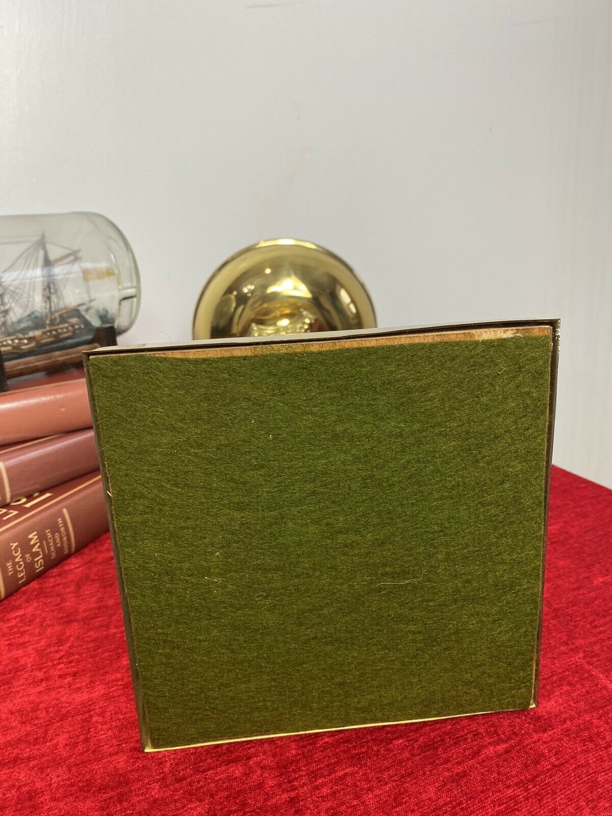 photo for sale Brass Corinthian Column Table Oil Lamp With White Opaque Glass Funnel & Shade