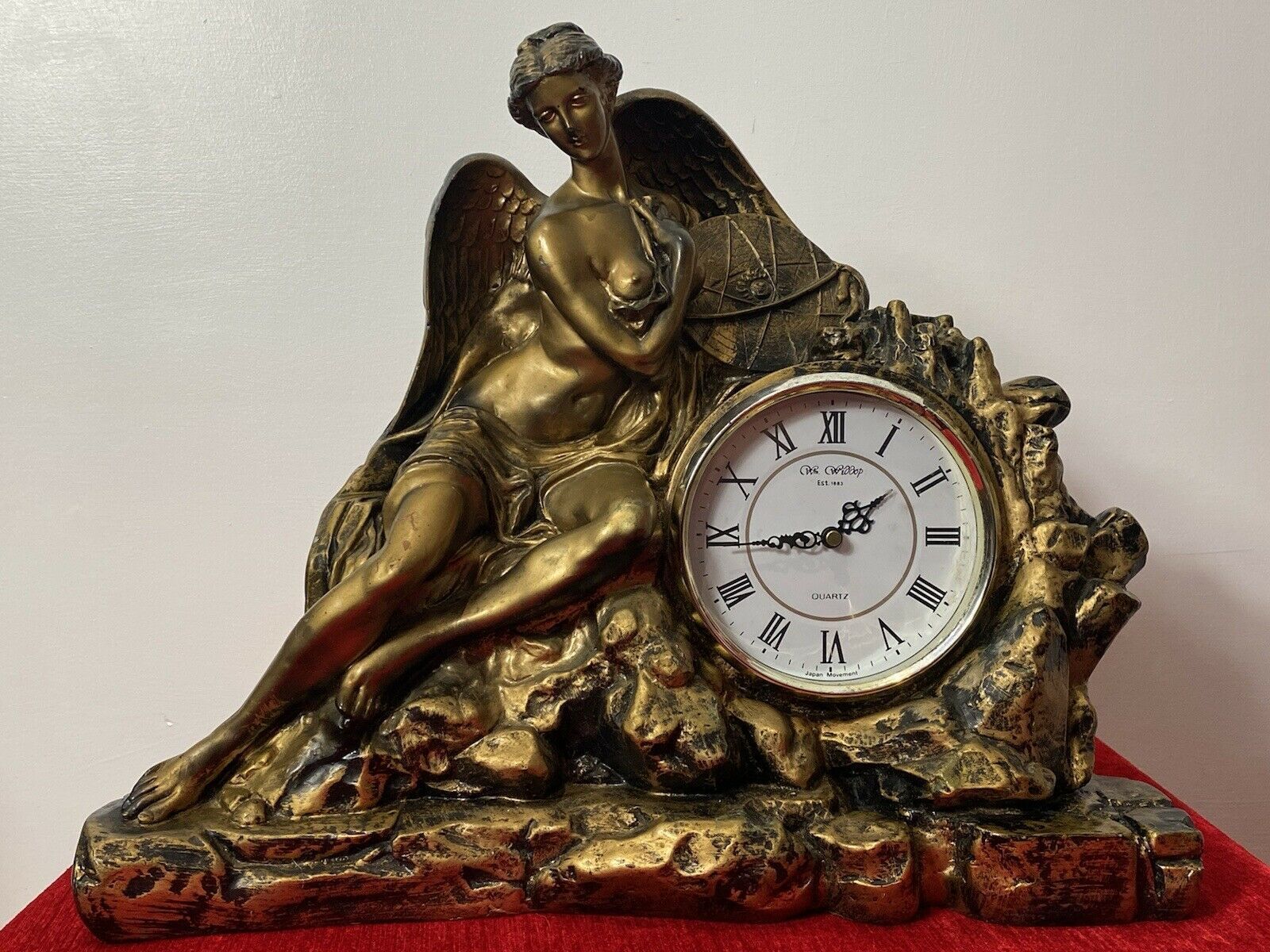 Classical Athen Goddess Of Wisdom Ornate Gilded Mantle Clock W M Widdop Movement
