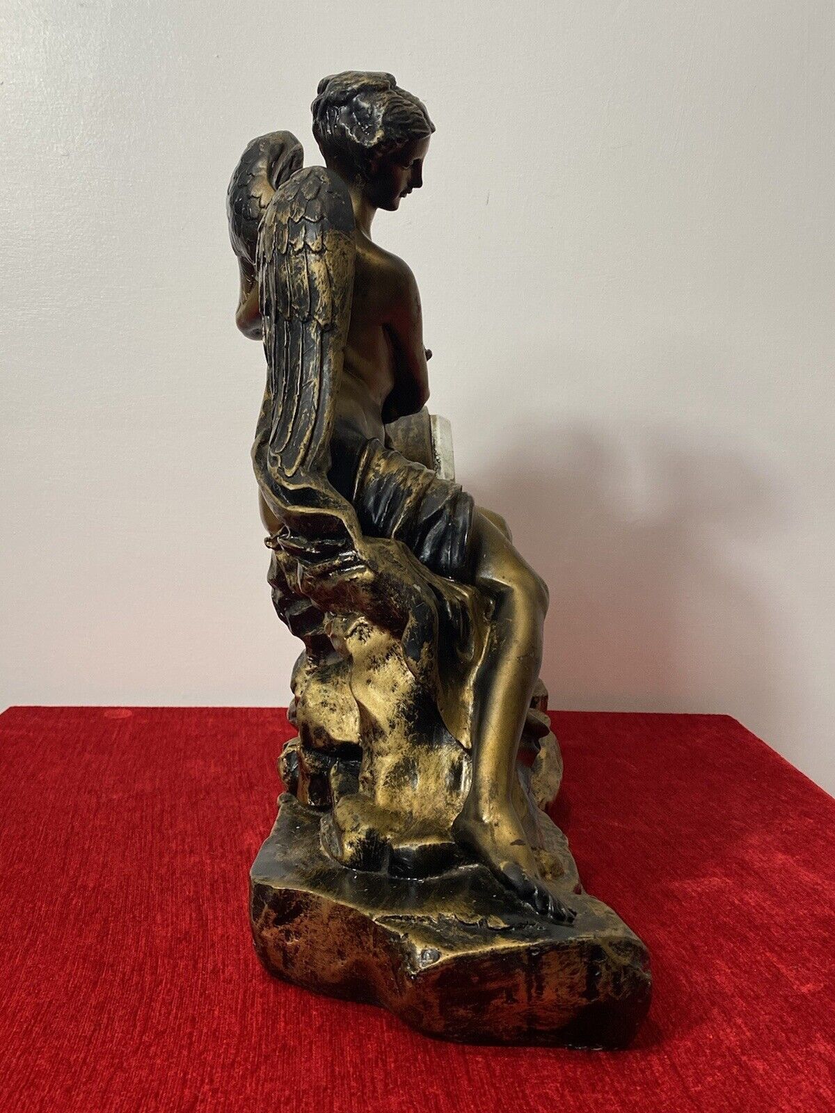 Classical Athen Goddess Of Wisdom Ornate Gilded Mantle Clock W M Widdop Movement photo vintage