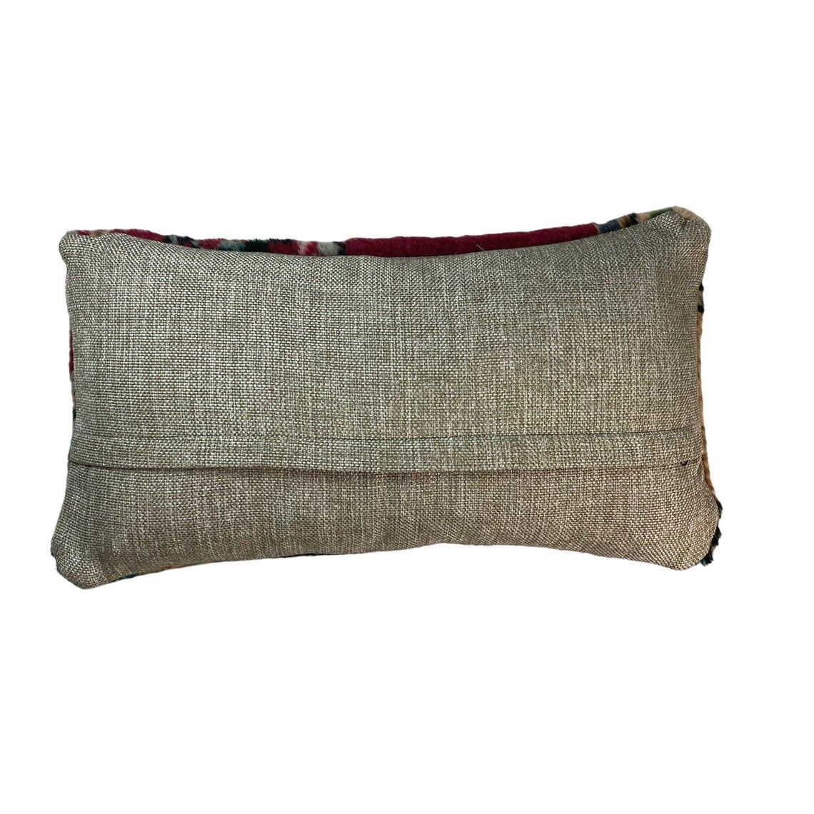 Vintage Hand Made Rug Cushion Cover, 30 X 60 Cm Decorative Rug Pillow Cover, Large Vintage Turkish Rug Cushion Cover photo for sale