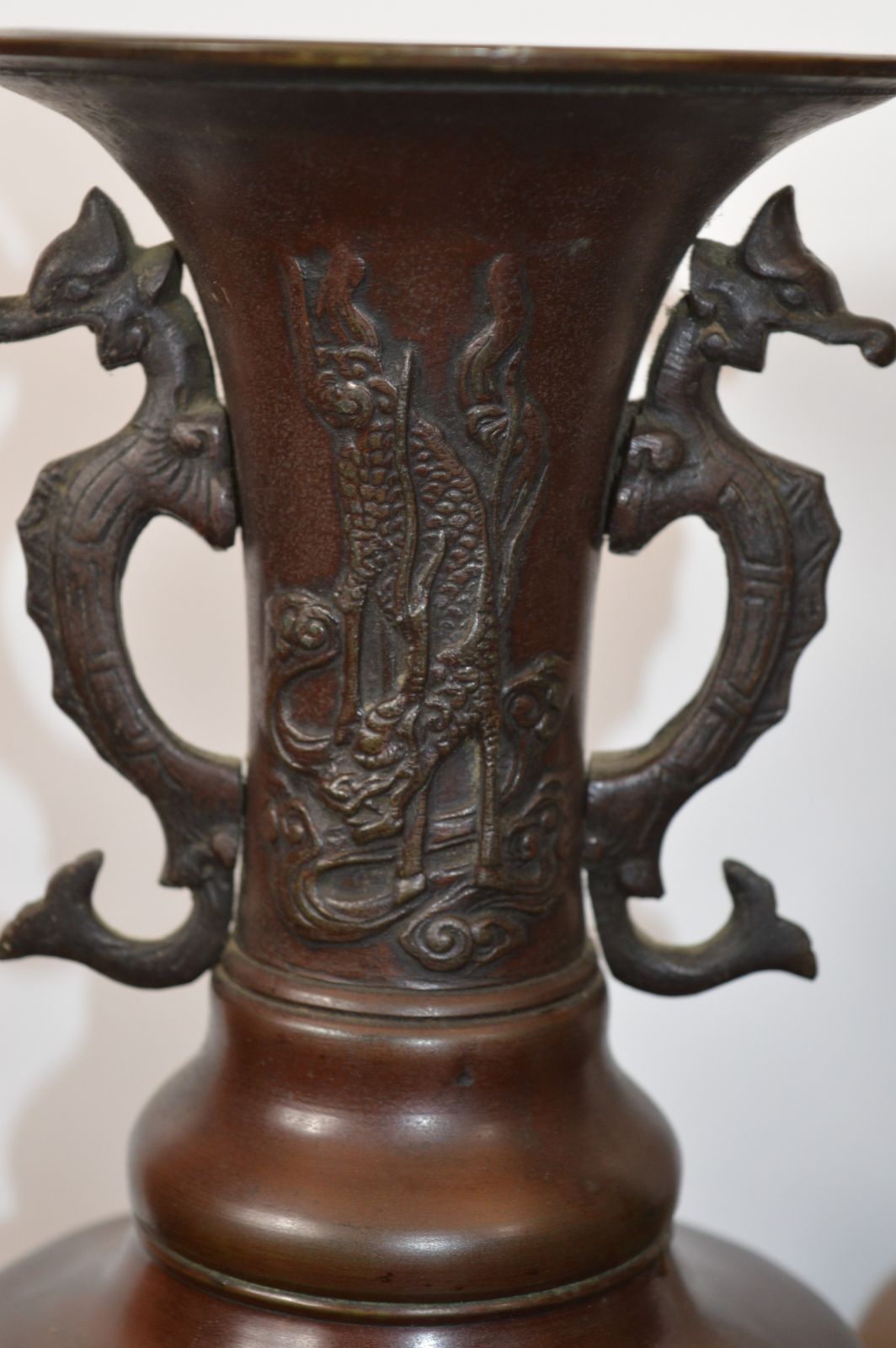 Pair Large (3.6kg) Chinese Bronze Altar Vases, C1880 photo Home Decor
